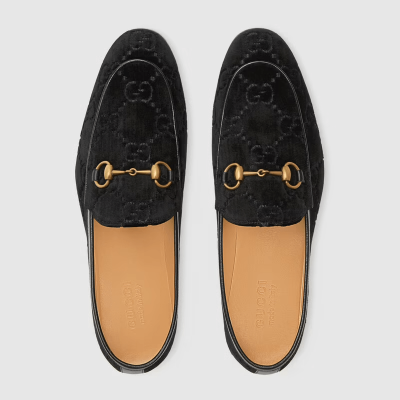 Giày Gucci Jordaan GG Velvet Loafer 430088-9JT80-1000 - Ảnh 4