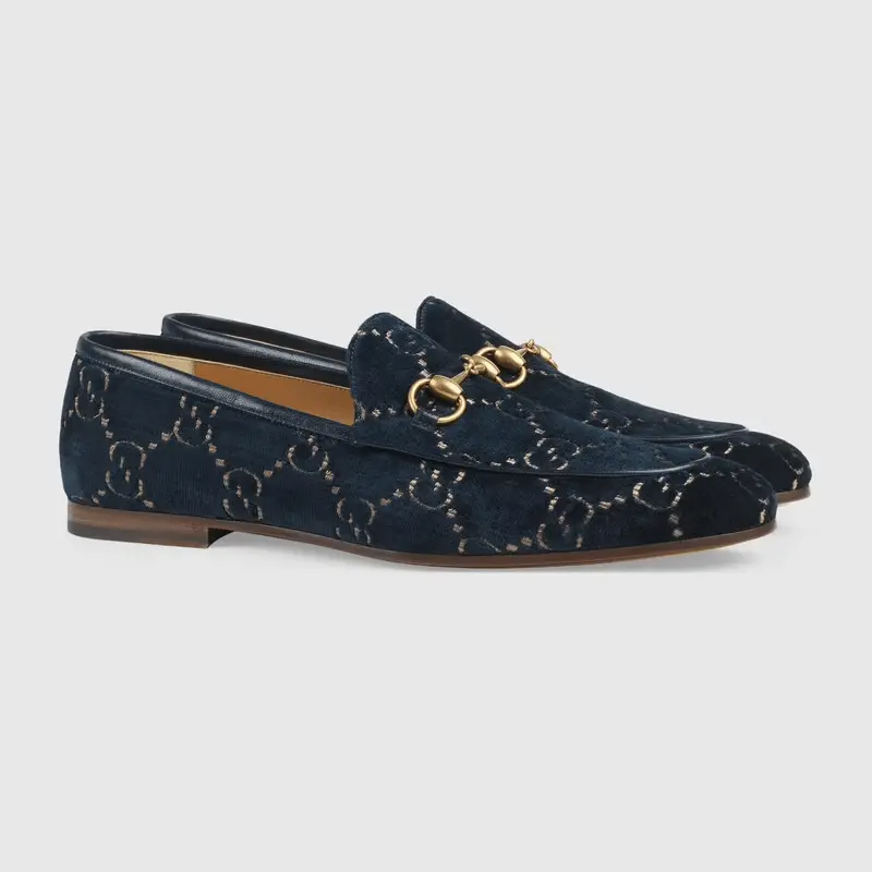 Giày Gucci Men's Gucci Jordaan GG Velvet Loafer 430088-9TI90-4286 - Ảnh 3