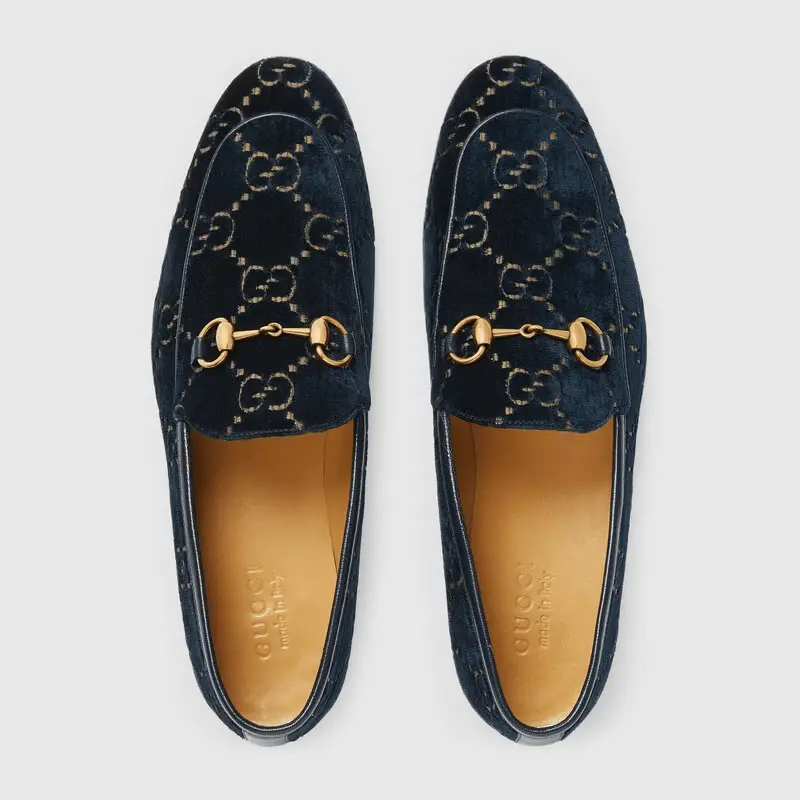 Giày Gucci Men's Gucci Jordaan GG Velvet Loafer 430088-9TI90-4286 - Ảnh 4
