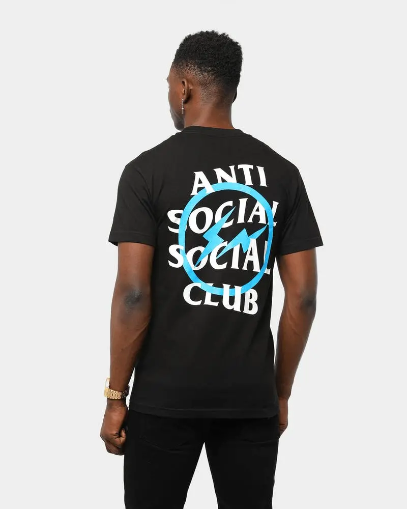 Áo Anti Social Social Club x Fragment Blue Bolt Tee Black ASSC-XFBBTBK - Ảnh 7