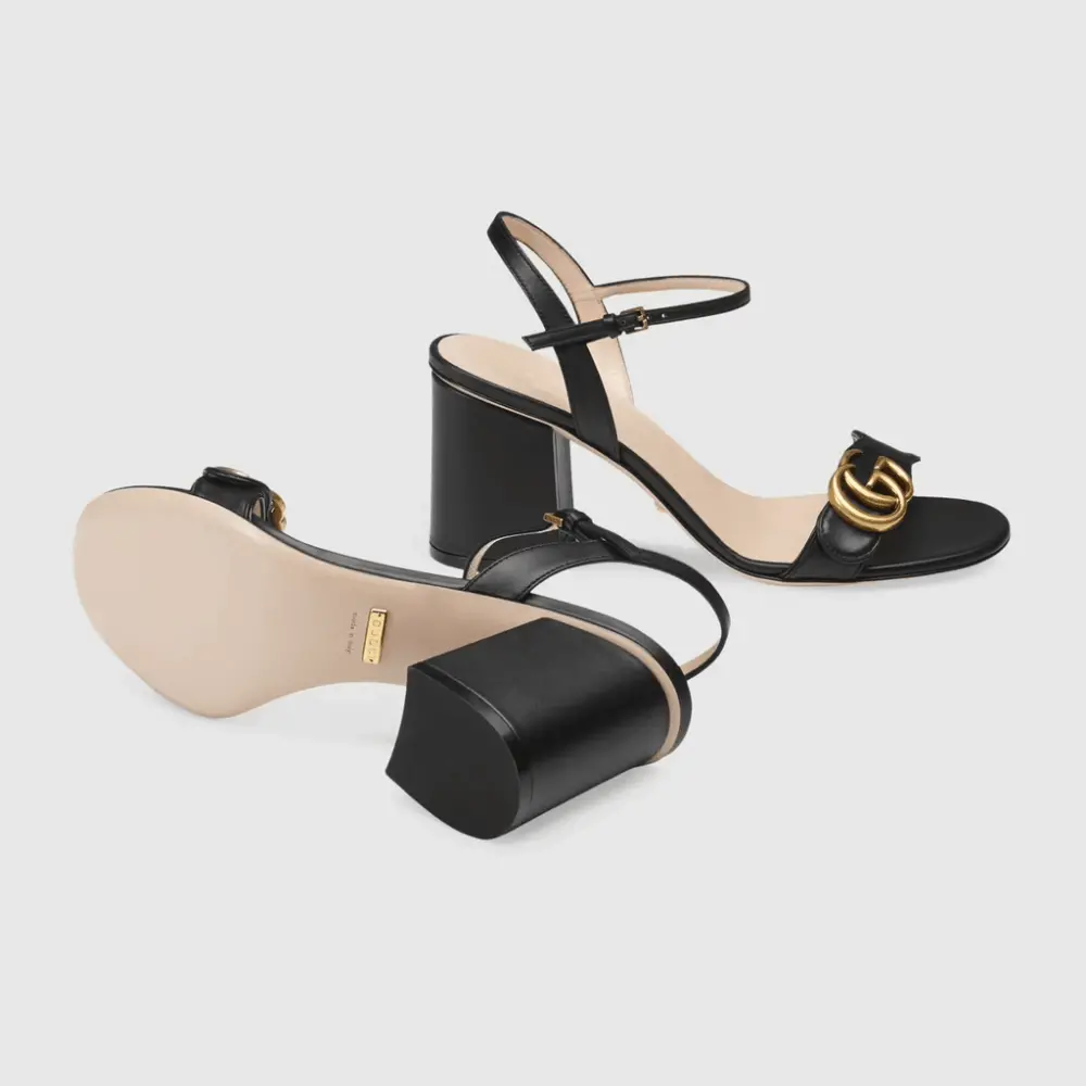 Giày Gucci Leather Mid-heel Sandal 453379-A3N00-1000 - Ảnh 4