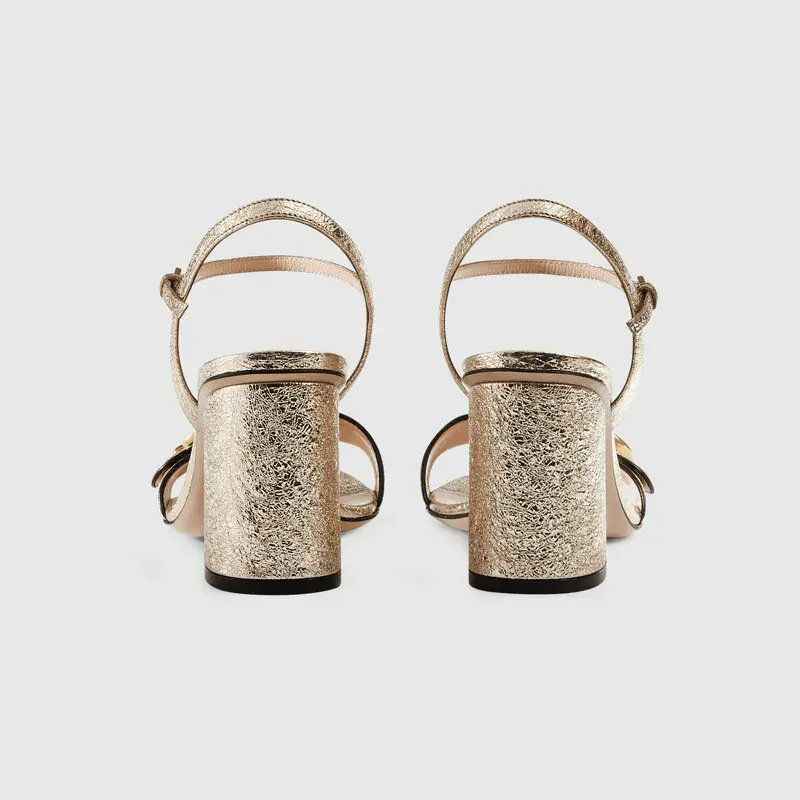 Giày Gucci Metallic Laminate Leather Mid-heel Sandal 453379-DKT00-7100 - Ảnh 4