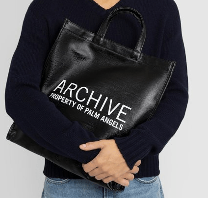 Túi Palm Angels Black Archive Shopper Tote PMNA053F21LEA0011001 - Ảnh 2