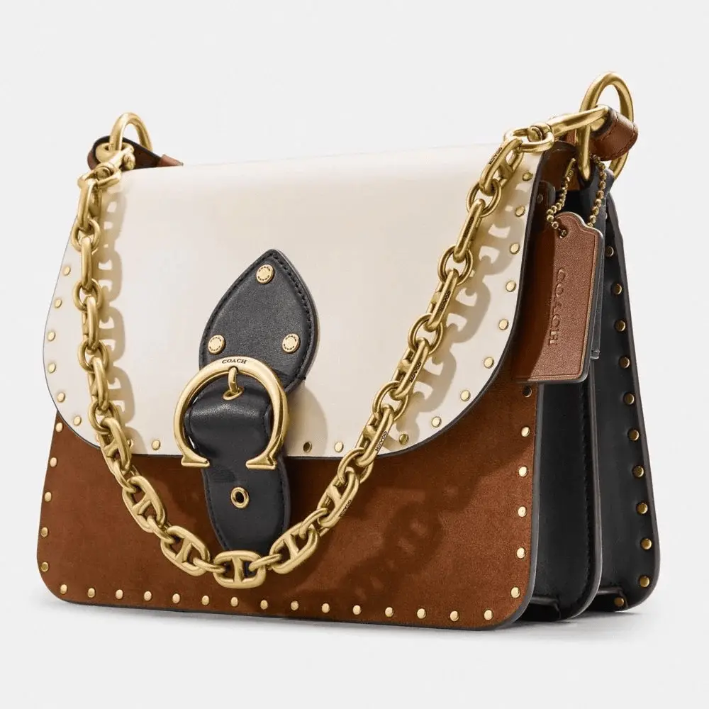 Túi Coach Beat Shoulder Bag In Colorblock With Rivets 4595 B4RGI - Ảnh 4