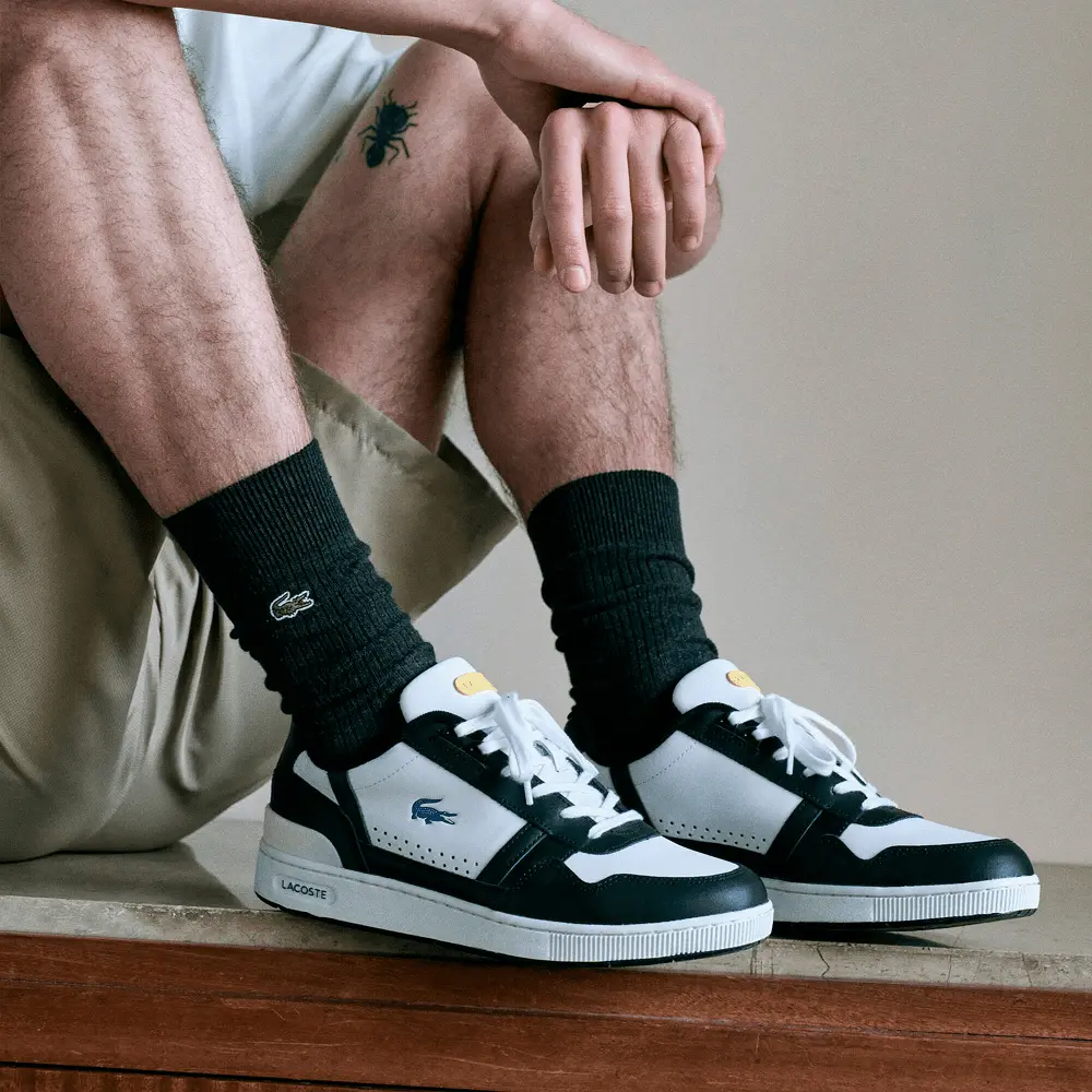 Alternative view of Giày Lacoste T-Clip Leather Colour Contrast Trainers 45SMA0076