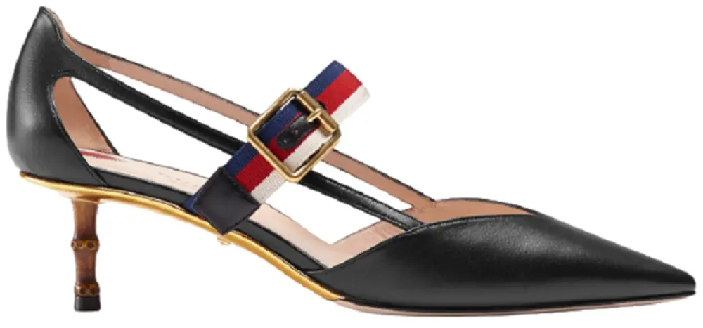Giày Gucci Wmns Black Leather Slub High Heel 460114-CQXS0-1183