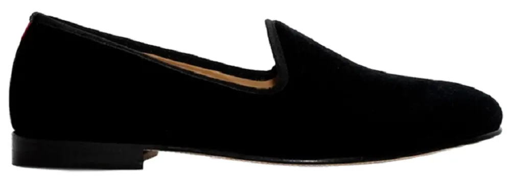 Giày Saint Laurent Smoking 15 Slippers In Velvet 'Black' 485147GVO001000