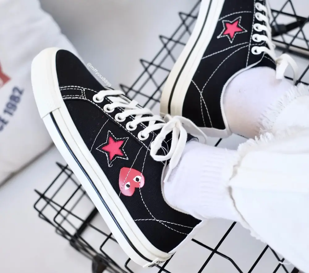 Giày Converse One Star Ox Comme des Garcons PLAY 'Black' A01791C - Ảnh 4