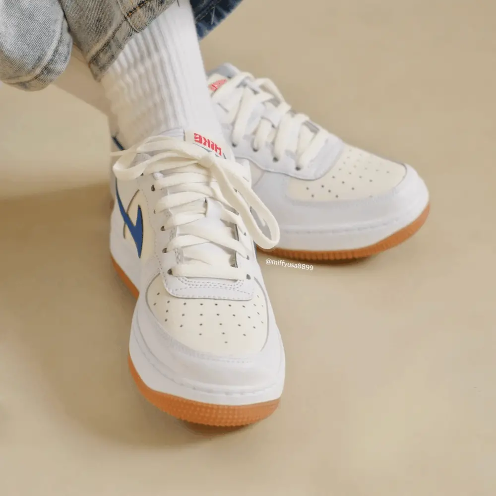 Giày Nike Air Force 1 Big Kids' Shoes 'White Blue' DX5805-179 - Ảnh 4
