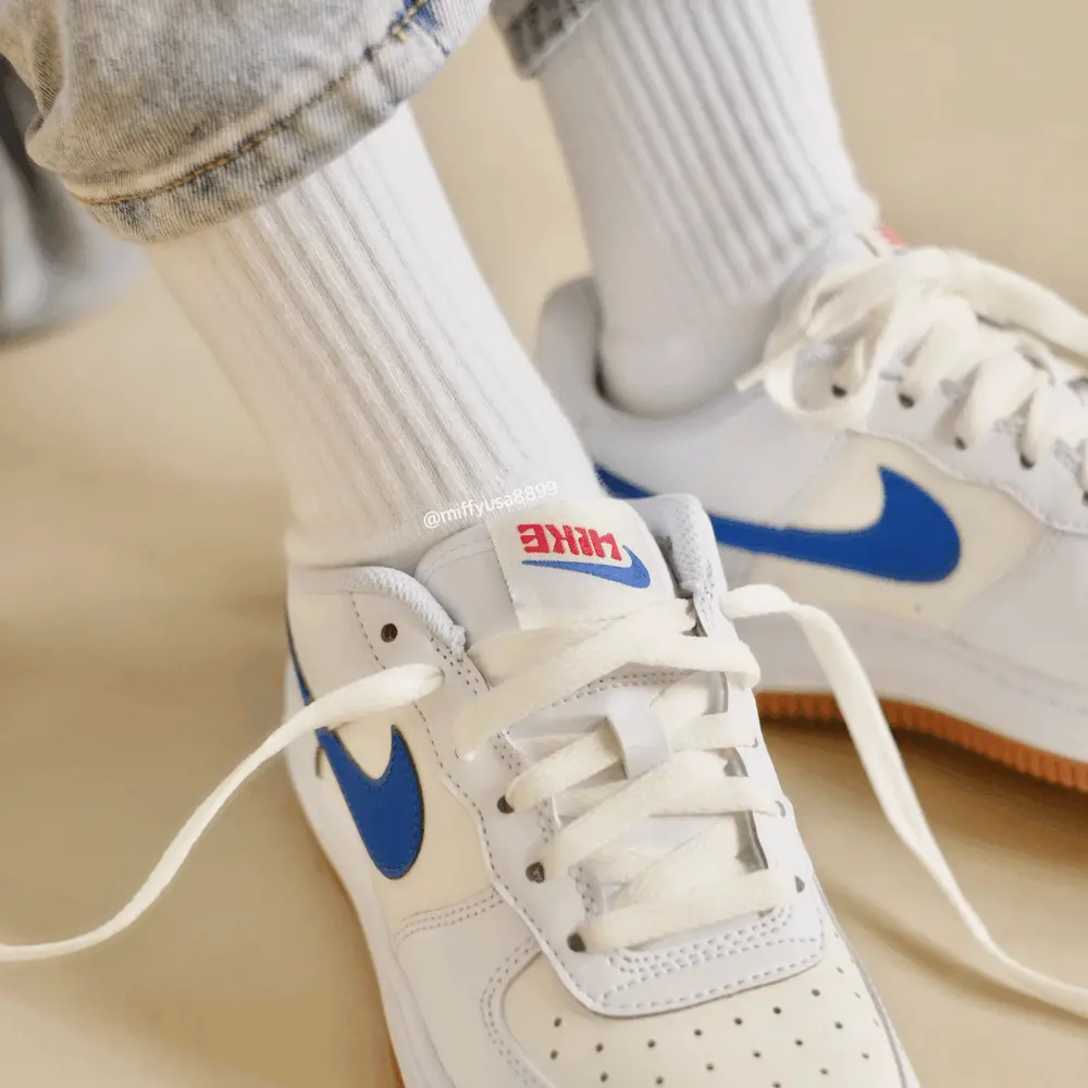 Giày Nike Air Force 1 Big Kids' Shoes 'White Blue' DX5805-179 - Ảnh 5