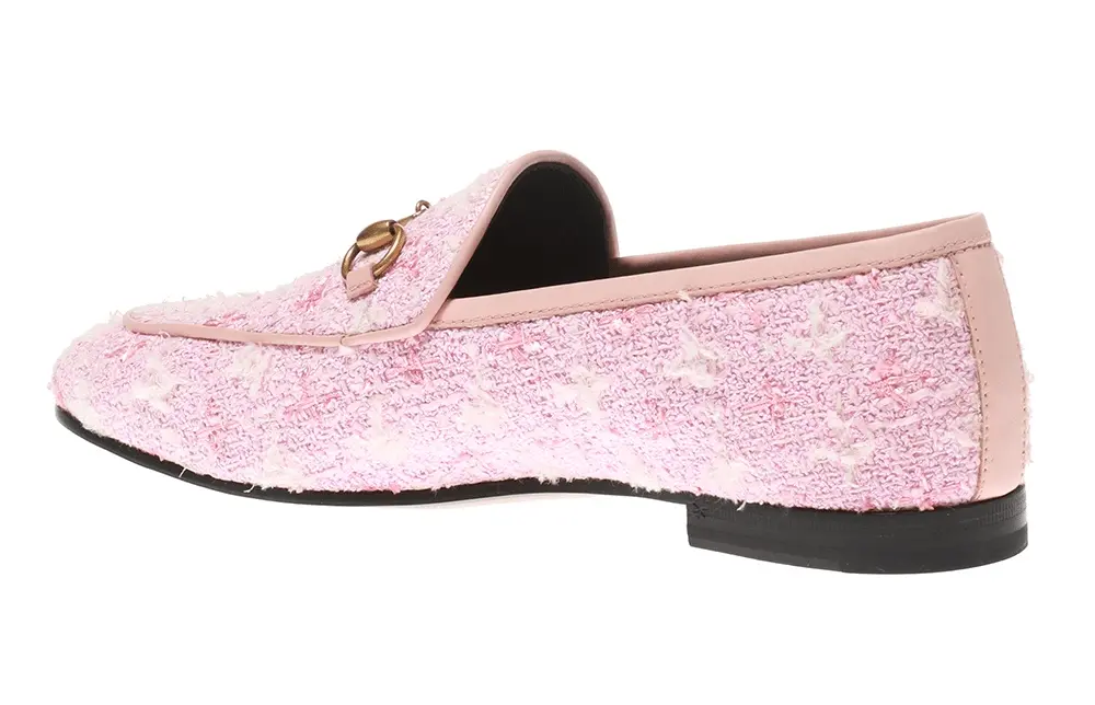 Alternative view of Giày Gucci Jordaan Tweed Loafers In Light Pink Tweed 431467-GYV10-5760