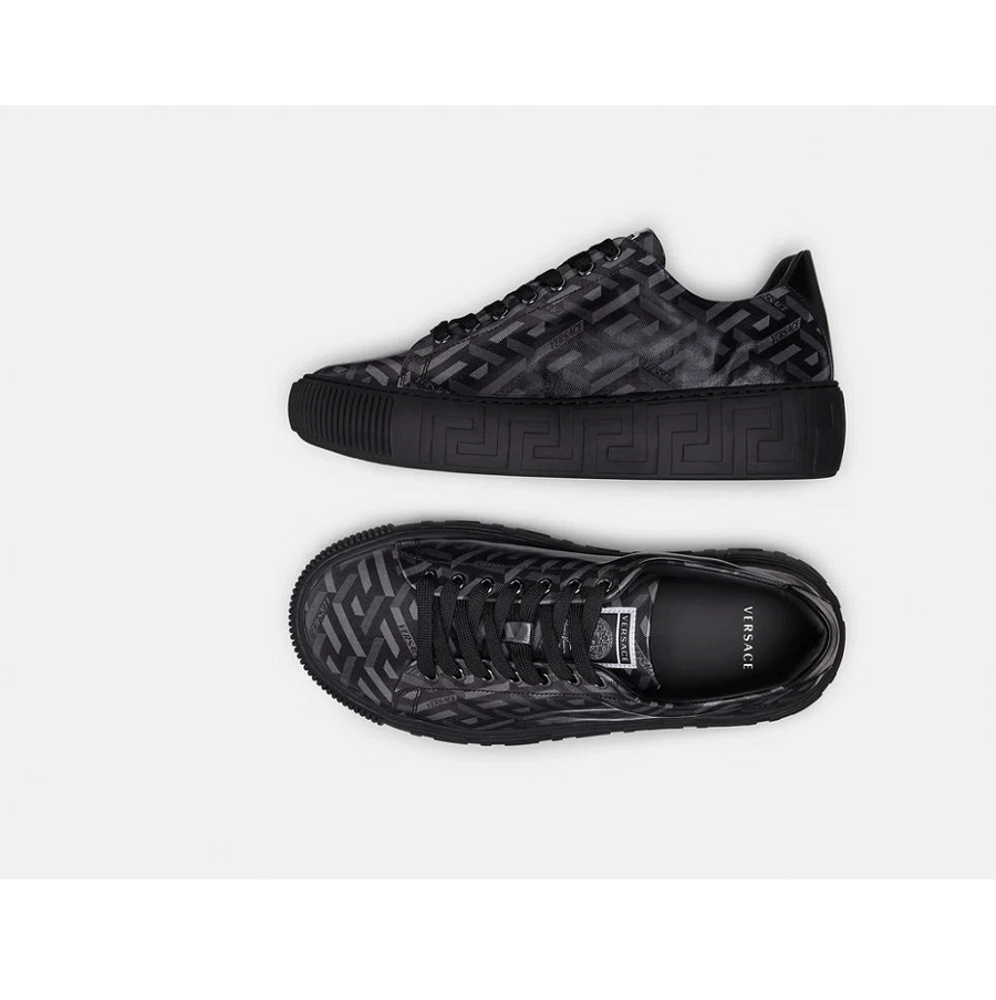 Giày Versace Greca La Greca Print Trainers Black Grey DSU8404-1A01726-5B05B - Ảnh 4