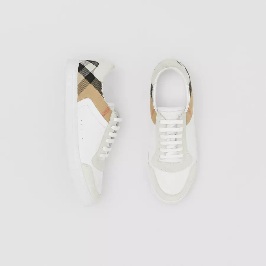 Giày Burberry Suede And House Check 'Optic White' 80241251 - Ảnh 3