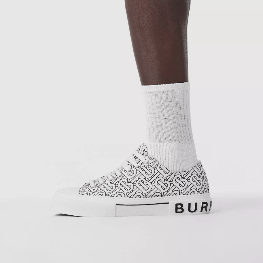 Giày Burberry Monogram Print Cotton 'Optic White' 80489101 - Ảnh 2