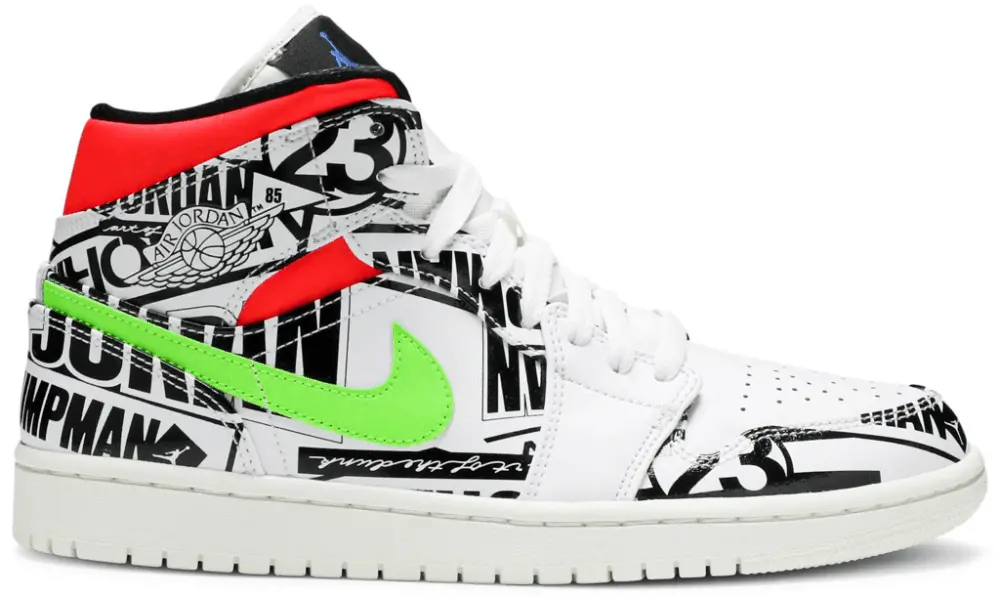 Giày Nike Air Jordan 1 Mid 'Over-Print Logos' 554724-119