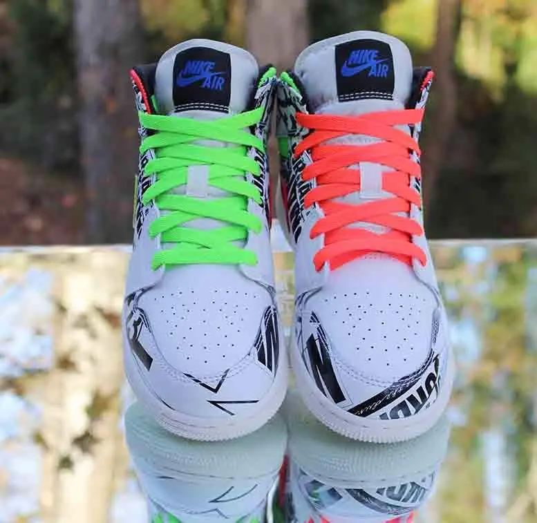Giày Nike Air Jordan 1 Mid GS 'All Over Logos' 554725-143 - Ảnh 5