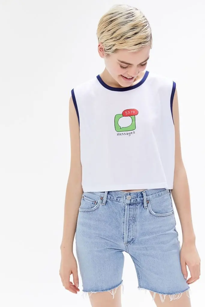 Urban Outfitters Truly Madly Deeply Can’t Text Back Cropped Muscle Tank Top