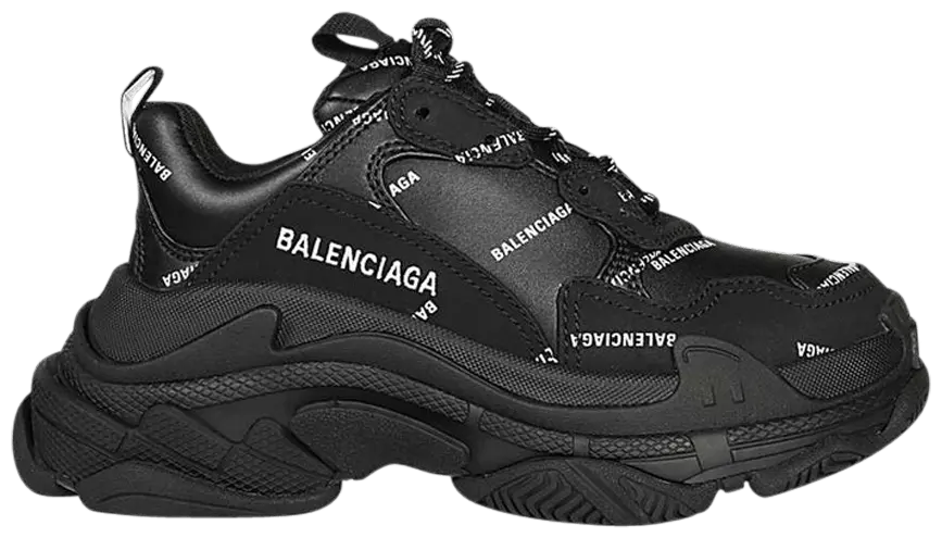 Giày Balenciaga Triple S Sneaker Black Logo 524039 W2FA1 1090