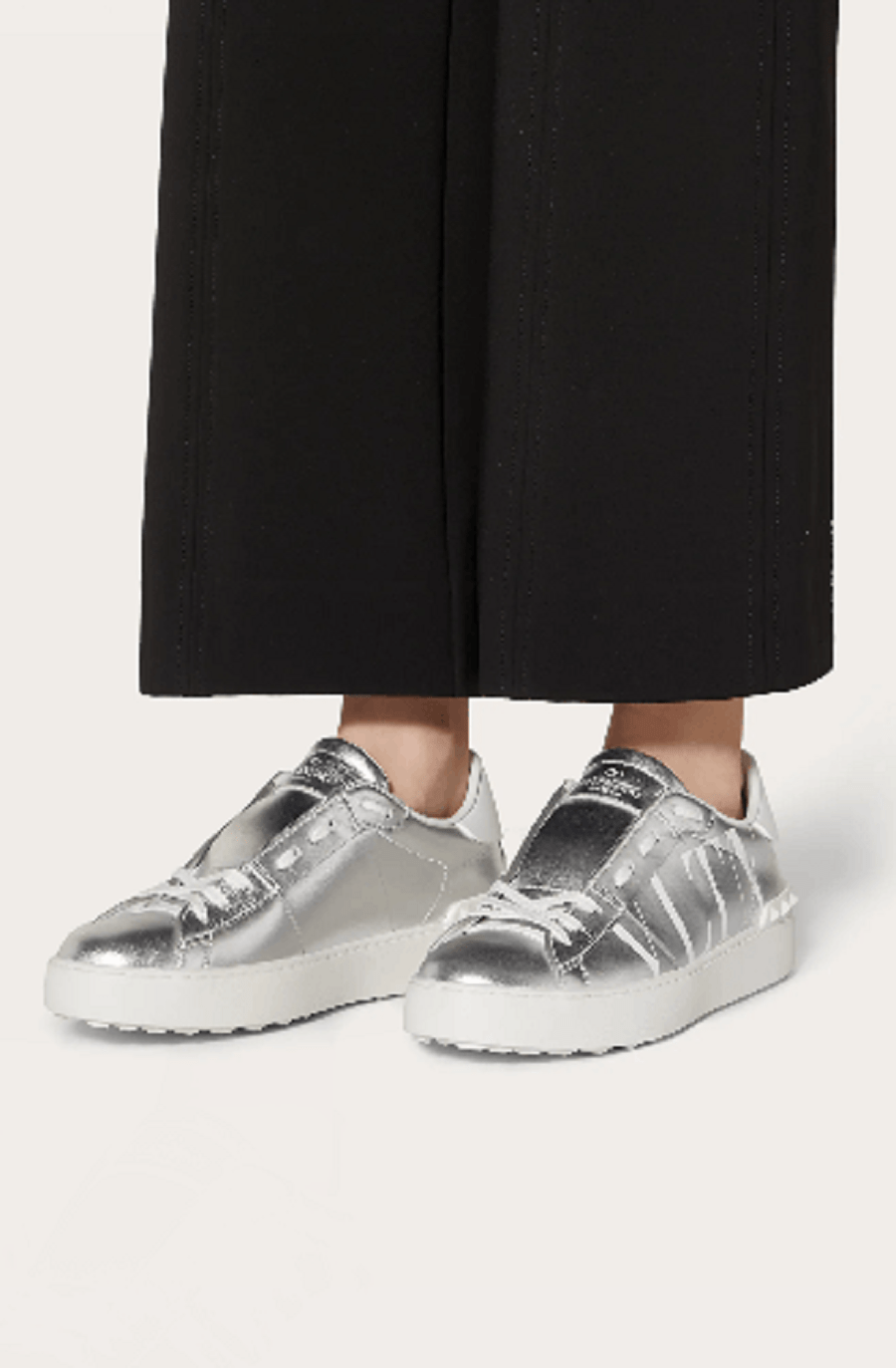 Giày Valentino Open Metallic Leather Sneakers UW2S0781ASZAB5 - Ảnh 4