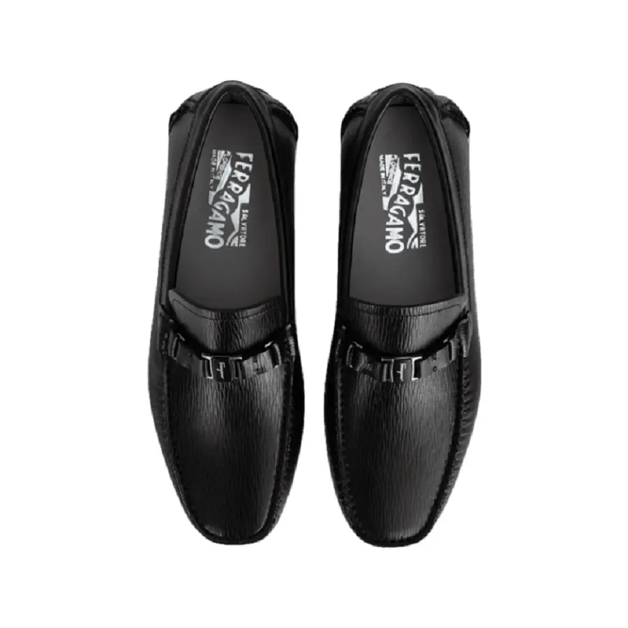 Giày Salvatore Ferragamo Mocasin Buckle ‘Black’ 709326 - Ảnh 3