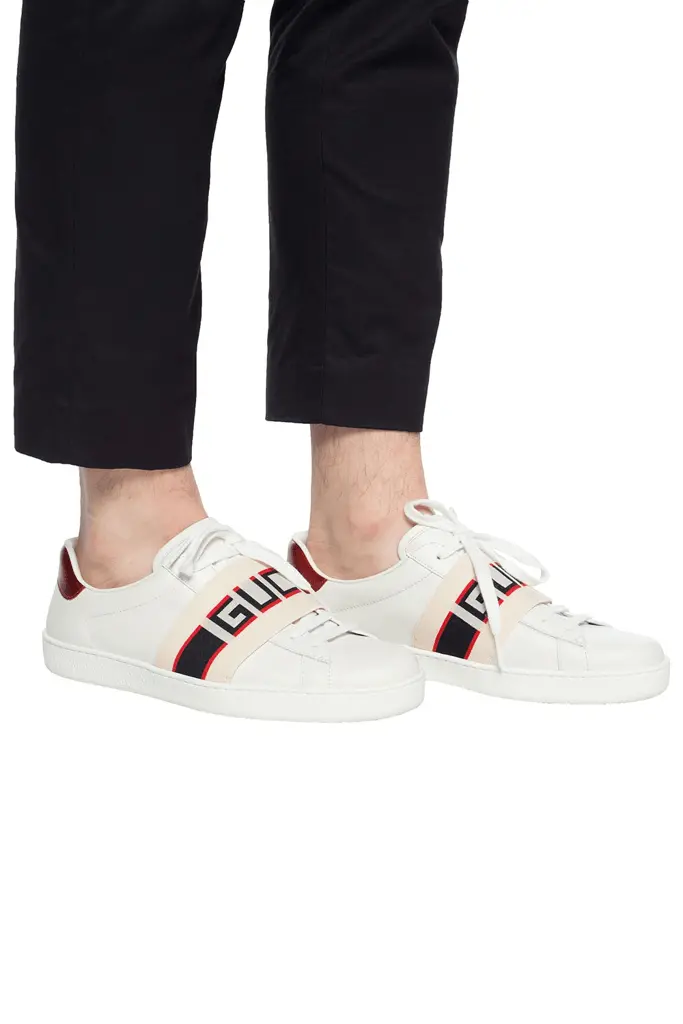 Giày Gucci Stripe Leather Sneaker 'White Red Black' 523469-0FIV0-9091 - Ảnh 5