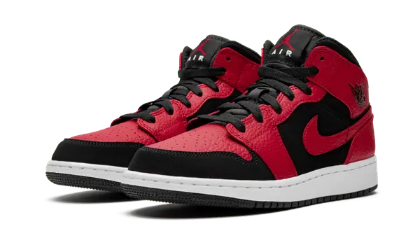 Alternative view of Giày Nike Air Jordan 1 Mid GS 'Black Gym Red' 554725-054