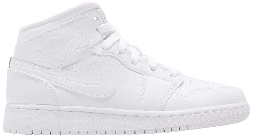 Giày Nike Air Jordan 1 Mid BG 'Triple White' 554725-129