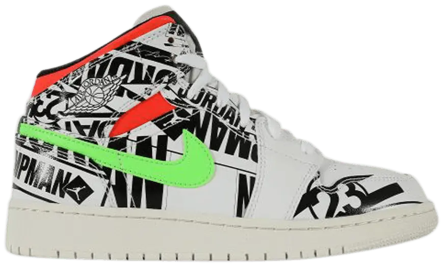 Giày Nike Air Jordan 1 Mid GS 'All Over Logos' 554725-143