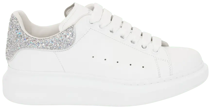 Giày Alexander McQueen Wmns Oversized Sneaker 'White Silver Glitter' 558945-WHTQI-9413
