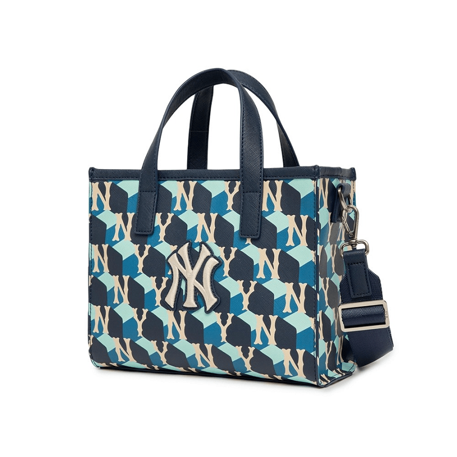 Túi MLB Cube Monogram Small Tote Bag 'Blue Navy' 3AORS022N-50NYD - Ảnh 2