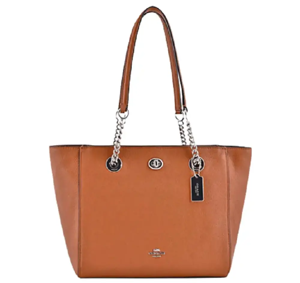 Túi Coach Turnlock Chain Tote Polished Pebble Leather Tote 57107 LIL4A