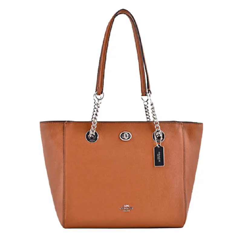 Túi Coach Turnlock Chain Tote Polished Pebble Leather Tote 57107 LIL4A