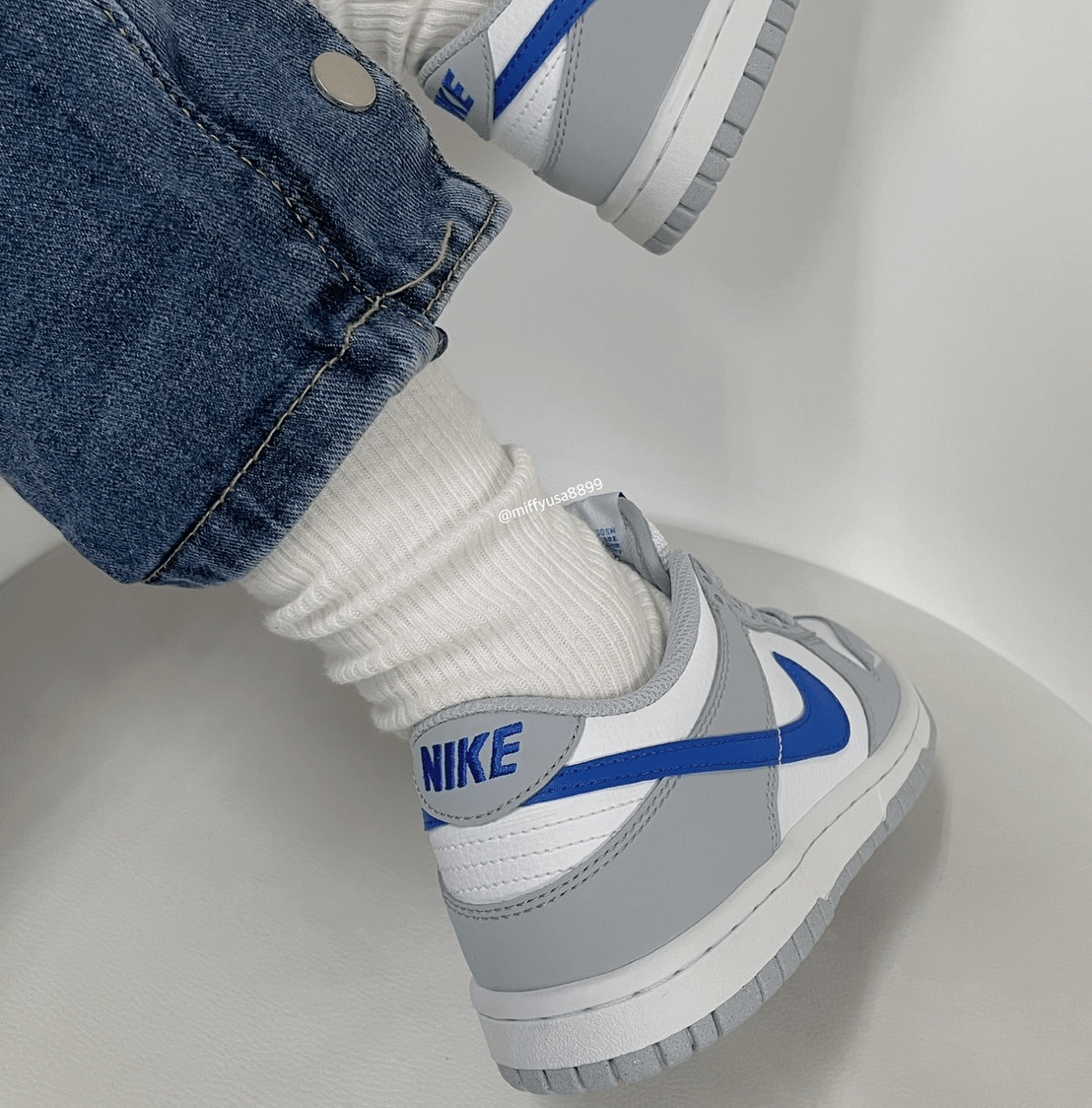 Giày Nike Dunk Low GS "Grey/White/Royal" FN3878-001 - Ảnh 3