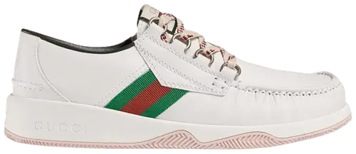 Giày Gucci Leather Web Lace Up Low 'White' 575399-D60D0-9070