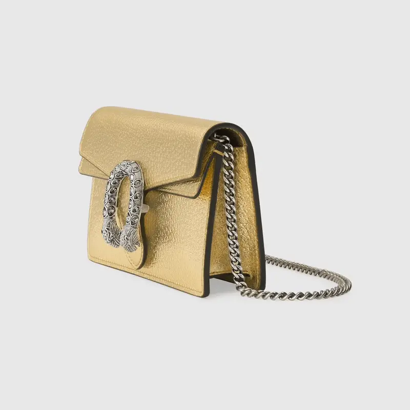 Túi Gucci Dionysus Super Mini Gold Lamé Leather 476432-1TRBN-8089 - Ảnh 4