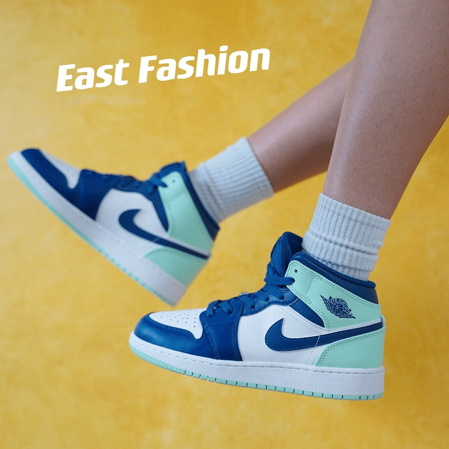 Giày Nike Jordan 1 Mid Mystic Navy Mint Foam GS 554725-413 - Ảnh 3