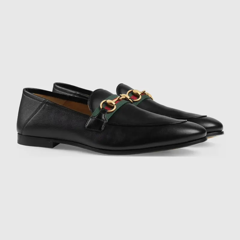 Giày Gucci Men's leather Horsebit loafer with Web 581513-DLCC0-1078 - Ảnh 3