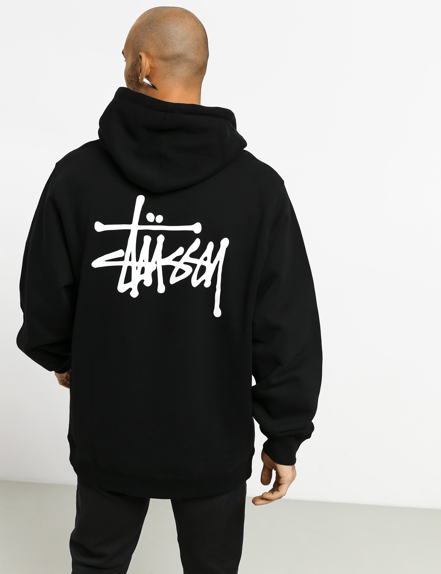 Áo Basic Hoodie Stussy 'Black' 1924762 - Ảnh 4