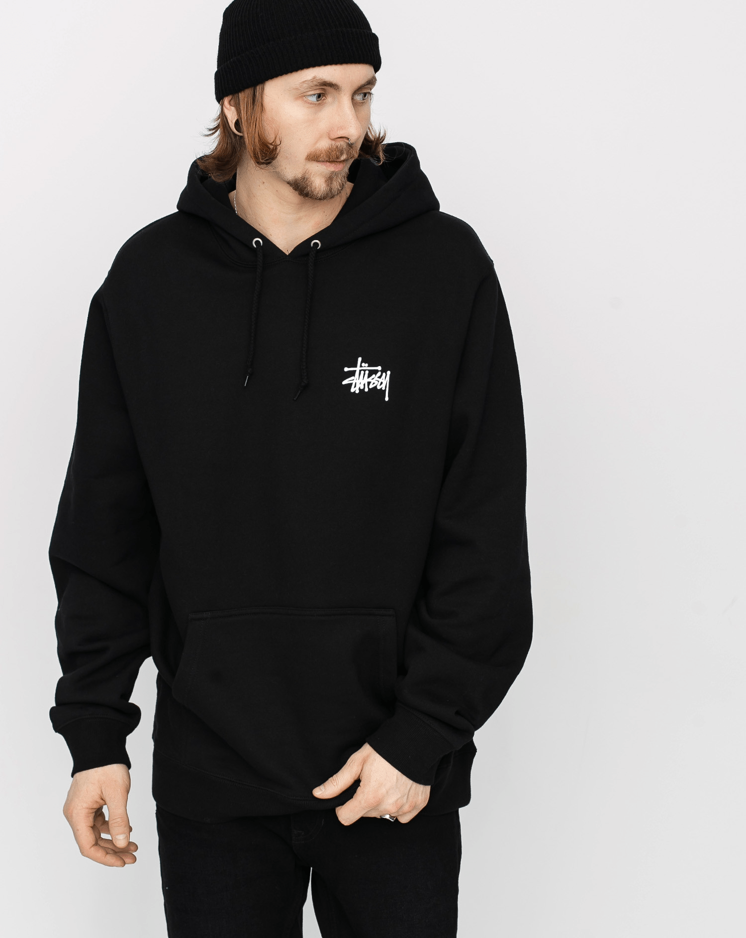 Áo Basic Hoodie Stussy 'Black' 1924762 - Ảnh 3