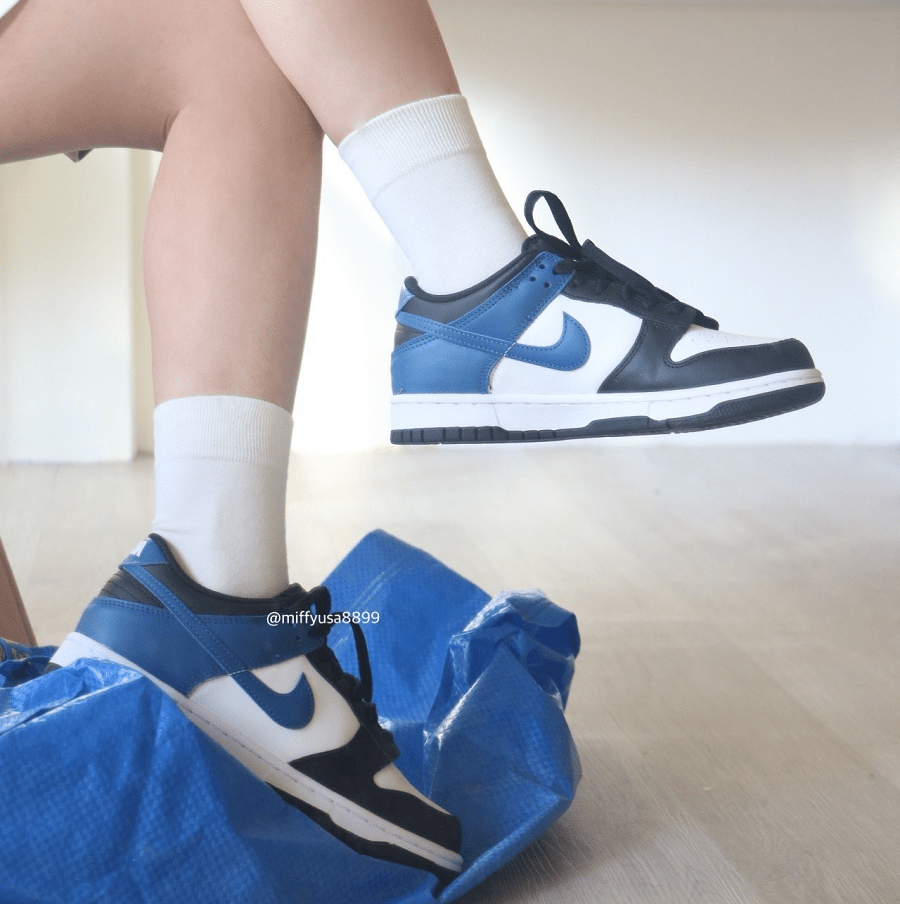 Giày Nike Dunk Low 'White Blue Black' DH9765-104 - Ảnh 2