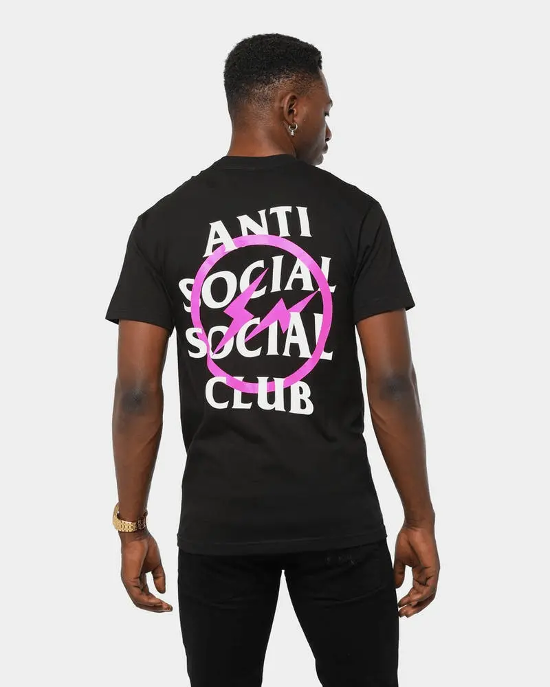 Áo Anti Social Social Club x Fragment Pink Bolt Tee Black ASSC-XFPBTBK - Ảnh 8