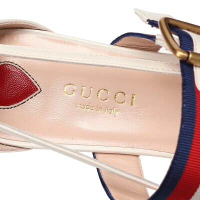 Giày Gucci Wmns White Leather Slub Heel 460114-CQXS0-9082 - Ảnh 3