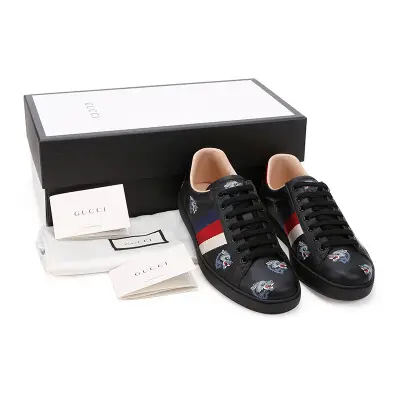Giày Gucci Men's Ace Trainers Black 386750-0H810-1162 - Ảnh 4