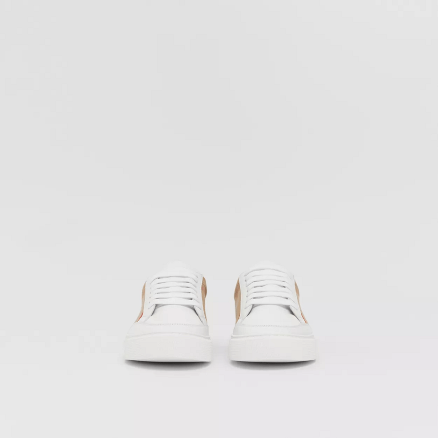 Giày Burberry House Check Leather Sneakers Optic White p80243261 - Ảnh 4