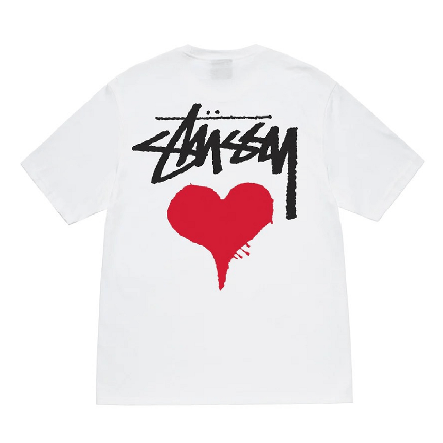 Áo Stusy Stock Heart T-shirt 'White' - Ảnh 2