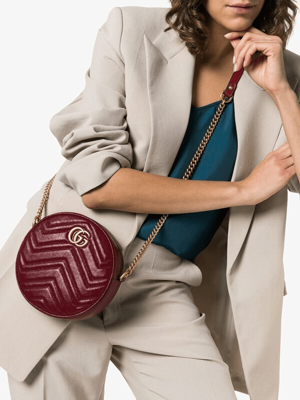 Túi Gucci GG Marmont Mini Leather Round Shoulder Bag 550154 0OLET 6438 - Ảnh 4