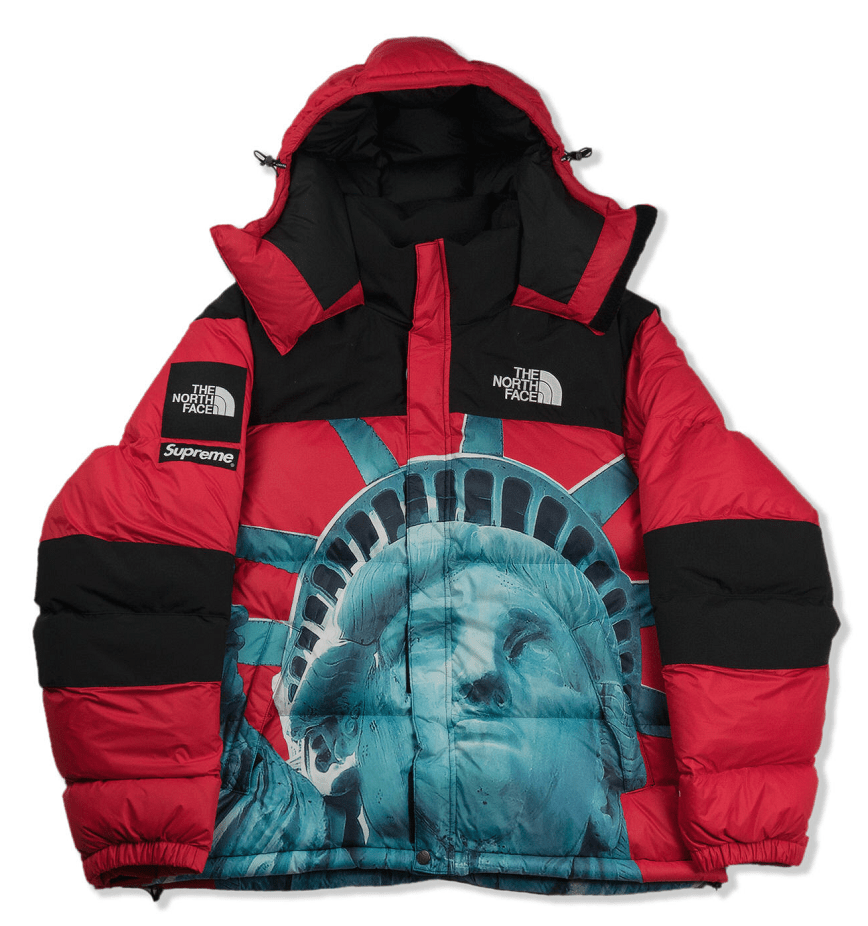 Áo Supreme TNF Liberty Statue Nuptse Jacket 'Red'