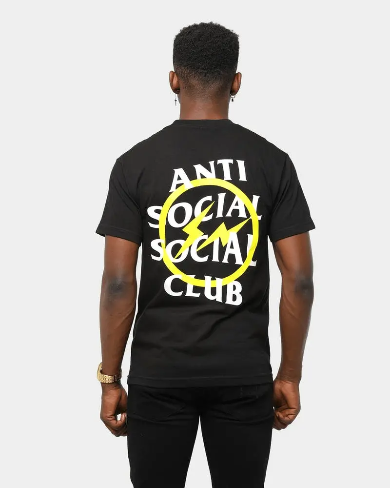 Áo Anti Social Social Club x Fragment Yellow Bolt Tee Black ASSC-XFYBTBK - Ảnh 8
