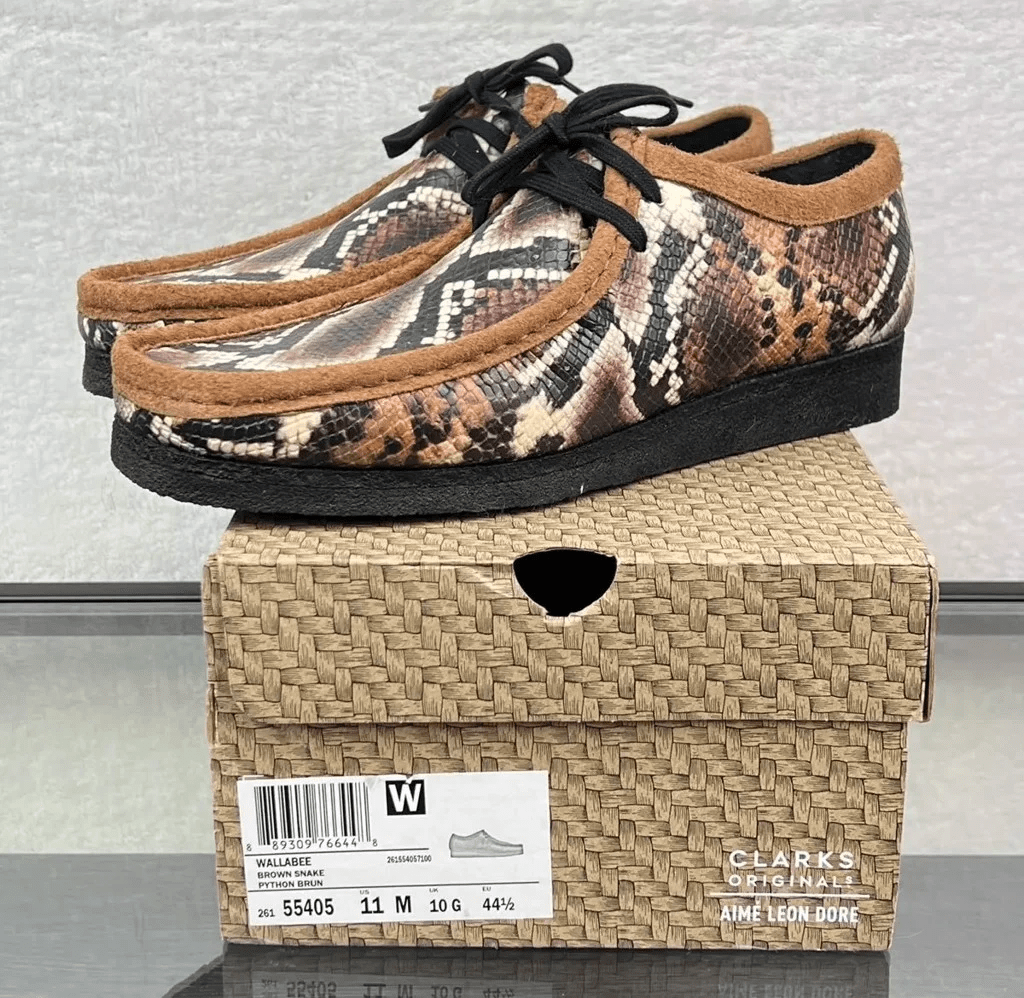 21FW Clarks×Aime Leon Dore Brown Snake Clarks Originals Wallabee Aime Leon Dore Snakeskin Tan Men's