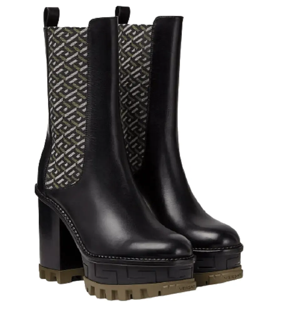 Giày Versace La Greca Signature Ankle Boots DST420Q-1A01735-5B15V - Ảnh 3